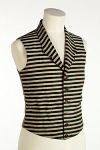 صدرية بخطوط أفقية خضراء داكنة وبيضاء ، c.1800-50 (حرير وصوف) بواسطة المدرسة الأوروبية