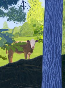 بقرة في الحقل، 2025 (فن رقمي) بواسطة إيفان سكلار