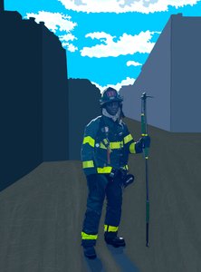 قطع رجل الإطفاء، برونكس، نيويورك (فن رقمي) بواسطة إيفان سكلار