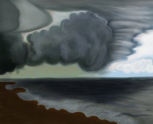 سحابة كبيرة فوق المحيط، 2016 (مرسومة باليد على جهاز آيباد بقلم رصاص أبل) بواسطة إيفان سكلار