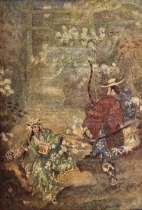 ابنة هوري وإله البحر ، رسم توضيحي من "أساطير وأساطير اليابان" بقلم إف هادلاند ديفيس بواسطة إيفلين بول