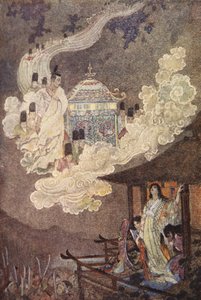 يطالب Moonfolk بالسيدة Kaguya ، رسم توضيحي من `` The Myths and Legends of Japan 