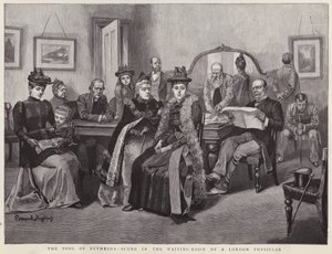 The Pool of Bethesda - scene in the waiting room of a London physician (litho) بواسطة إيفارد هوبكنز