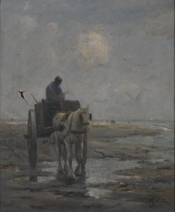 حصان وعربة (زيت على قماش)