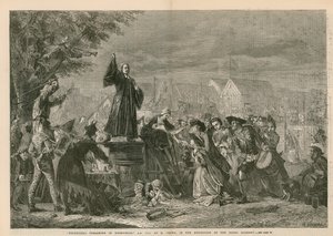 جورج وايتفيلد يخطب في مورفيلدز ، 1742 م - في معرض الأكاديمية الملكية (نقش)