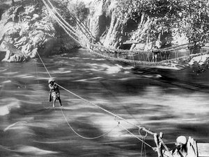 جسر الحبل ، وادي جيلوم ، كشمير ، الهند ، c1900.