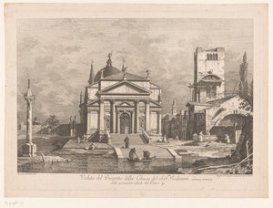 منظر لـ Il Redentore في البندقية Veduta del Prospetto della Chiesa del SSmo Redentore (العنوان على الكائن) مناظر لمدينة البندقية بعد تصميمات كاناليتو (عنوان السلسلة) بواسطة جوزيف واجنر