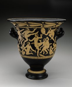 بيل كراتر ذو الرقم الأبيض مع الساتير الراقصين ، 400-351 قبل الميلاد (الطين) بواسطة فاليسكان