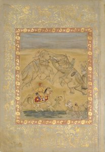 جهانجير يشاهد معركة الفيل ، كاليفورنيا. 1605. بواسطة فاروق شيلا