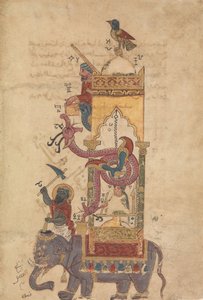 ساعة الفيل ، فوليو من كتاب معرفة الميكانيكا المبتكرة ... ، 715 هـ 1315 بواسطة فروخ بن عبد اللطيف