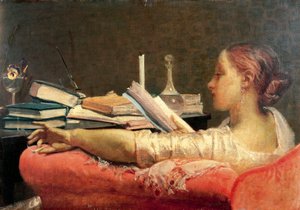 القارئ لفيدريكو فاروفيني (1831-1869) ، زيت على قماش ، 405 سم × 59