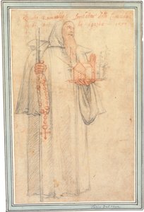 Fra Stefano وكيل نيابة Camaldolites في Vallombrosa ، مثل Saint Romuald ، يحمل نموذجًا للكنيسة ومسبحة ، 1577