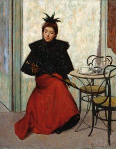 At cafe, by Federico Zandomeneghi (1841-1917), oil on canvas, 41x33 cm