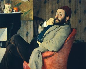 Diego Martelli by fireplace بواسطة Federigo Zandomeneghi