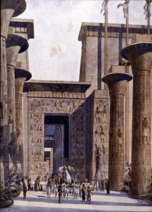 إعادة بناء معبد آمون. رسم توضيحي لـ F.Hoffebauer. القرن ال 19. بواسطة فيدور (1839 1922) هوفباور