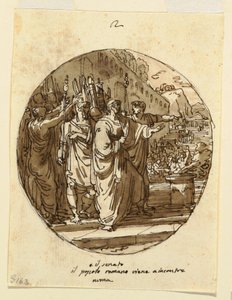 تصميم السقف لـ Numa Pompilius مرحبًا بكم في روما بعد انتخابه ، Numa Pompilius Hall ، Palazzo Milzetti ، Faenza بواسطة فيليس جياني