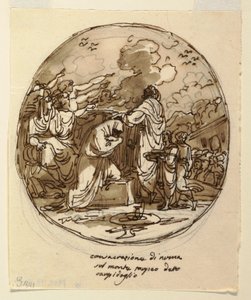تصميم السقف لتكريس نوما ، Sala di Numa Pompilius ، Palazzo Milzetti ، Faenza بواسطة فيليس جياني