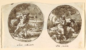 Man the Hunter، Man the Shepherd، Design for Vault Ceiling، Sala dei Legislatori، Palazzo Conti-Sinibaldi، Faenza بواسطة فيليس جياني