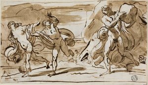 Polyphemus رمي الصخور على الفارين Aeis و Galatea (وجه) ؛ بوليفيموس يعزف على أنابيب القصب من أجل جالاتيا (الظهر) بواسطة فيليس جياني