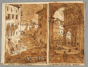 صفحة كراسة الرسم ، الورقة 64: الدراسة بعد فن العمارة والنحت في بولونيز ؛ الإصدار: تصاميم هندسية بواسطة فيليس جياني