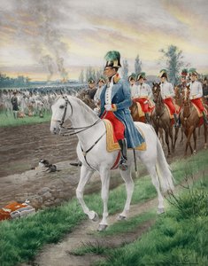 Charles Louis d'Autriche Teschen - أرشيدوق النمسا تشارلز (1771-1847) ، دوق Teschen ، مع موظفيه ، بواسطة Myrbach-Rheinfeld ، Felician von (1853-1940). الطباعة الحجرية الملونة ، ج. 1900. مجموعة خاصة