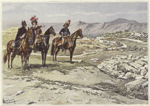 جنود على ظهور الخيل يستعرضون نيكوبوليس بواسطة Felicien baron de Myrbach Rheinfeld