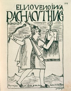 Portrait of great inca emperor Pachacutec (Ink drawing