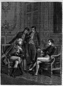 جان جاك ريجيس دي كامباسيريس (1753-1824) يعرض في بونابرت ، ثم القنصل الأول ، وإخوته جوزيف ولوسيان ، توليفة بارعة ليجعله يسمي قنصل بونابرت "حوالي 1804 - (يقترح كامباسيريس تعيين بونابرت في منصب