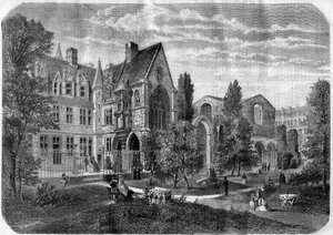 Le Square du Palais des Thermes et de l'Hôital de Cluny في باريس عام 1868 - نقش بعد رسم بواسطة Felix de Thorigny