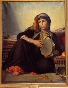 فلاح يلعب الدف. اللوحة لأوغست فيليكس كليمنت بواسطة Felix Auguste Clement