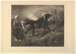 الحصان العربي مع الحصة ، بعد Delacroix ، 1857.