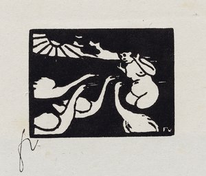 باثر مع البجعات ، العاشر من "Les Petites Baigneuses" ، 1893 بواسطة فيليكس إدوارد فالوتون