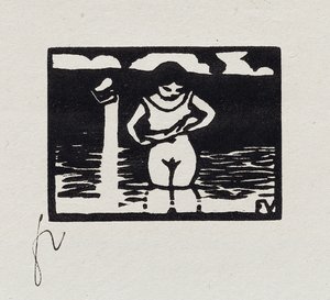 فتاة تزيل قميصها ، السادس من "Les Petites Baigneuses" ، 1893 بواسطة فيليكس إدوارد فالوتون