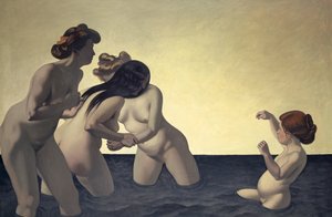 ثلاث نساء وفتاة صغيرة تلعب في الماء ، 1907. بواسطة فيليكس إدوارد فالوتون