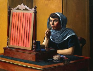المرأة الشابة، مدع، أحمر الشفاه؛ امرأة شابة تضع أحمر الشفاه ، 1925 بواسطة فيليكس إدوارد فالوتون
