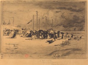 Un Grain à Trouville Squall at Trouville، 18741875. بواسطة فيليكس هيلير بوهوت