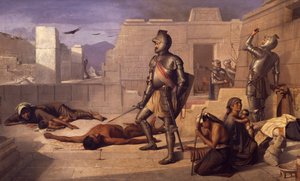 مذبحة شوبالا خلال الفتح الإسباني ، بواسطة فيليكس بارا (1845-1919) ، المكسيك
