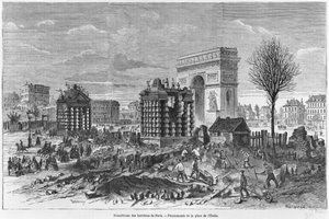 هدم حواجز باريس ، قوس النصر و Place de l&39;Etoile ، منقوش بواسطة هنري داف لينتون (1815-99) 1860