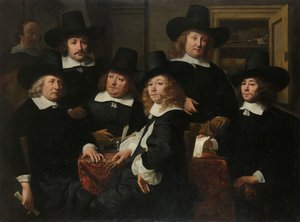 ستة حكام وخرزة من معهد Nieuw Zijds للإغاثة في الهواء الطلق للفقراء ، أمستردام ، 1657 بواسطة فرديناند بول