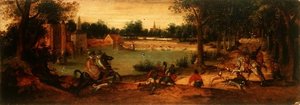 The Boar Hunt: أحد المناظر الطبيعية بواسطة فرديناند بول