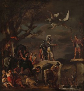 مفاوضات السلام بين كلاوديو المدني وحبوب كوينتوس بيتيليوس على الجسر المهدوم ، 1658-62 بواسطة فرديناند بول