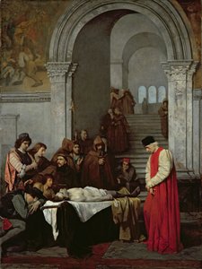 الرسام لوكا سيجنوريلي يقف بجانب جسد ابن منافسه الميت ، 1859