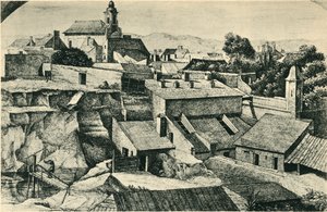 محجر في Alt-Matzleinsdorf ، مع كنيسة أبرشية سانت فلوريان في فيينا ، 1814-1815 ، 1943. بواسطة فرديناند أوليفييه