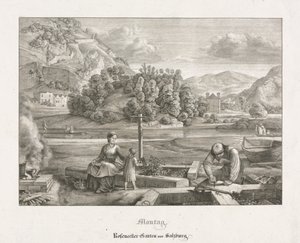 Seven Views in Salzburg and Berchtesgaden: Monday: Rosenecker Garden Salzburg، 1823. بواسطة فرديناند أوليفييه