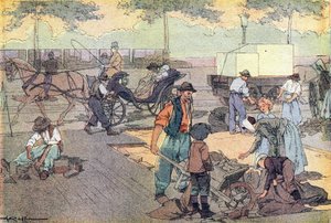 رصف خشبي ، في كتاب مصور للطفولة ، حوالي 1900 (نقش).