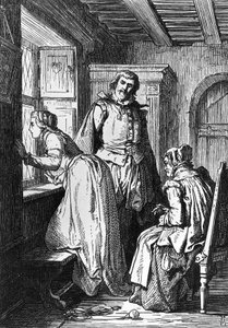 Klaerchen في انتظار إيغمونت ، رسم إيغمونت ، مأساة بقلم يوهان فولفغانغ فون غوته (1749-1832) ، نقش خشبي بعد رسم فرديناند روثبارت (1823-1899) بواسطة فرديناند روثبارت