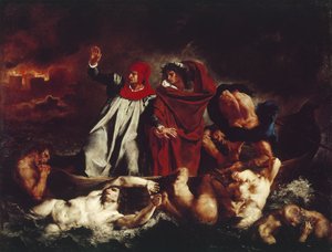 قارب دانتي ، من Divina Commedia بواسطة Dante Alighieri (زيت على قماش بواسطة فرديناند فيكتور يوجين ديلاكروا
