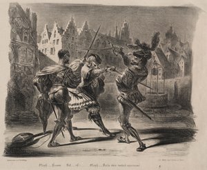 الرسوم التوضيحية لفوست: مبارزة فاوست وفالنتين ، 1828. بواسطة فرديناند فيكتور يوجين ديلاكروا
