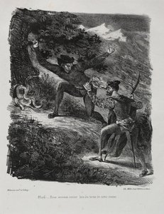 الرسوم التوضيحية لـ Faust: Faust و Méphistophélés في جبال Hartz ، 1828. بواسطة فرديناند فيكتور يوجين ديلاكروا