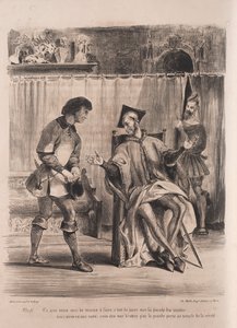 الرسوم التوضيحية لـ Faust: Méphistophélé يستقبل تلميذ المدرسة ، 1828. بواسطة فرديناند فيكتور يوجين ديلاكروا